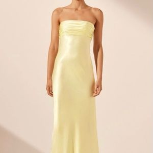ShonaJoy La Lune Strapless Ruched Bodice Maxi Dress - Lemon